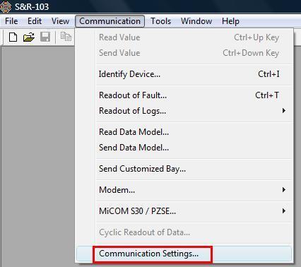 1.3 No menu principal clique em Communications e em seguida Communication Settings. Figura 3 Tela de comunicação 1.