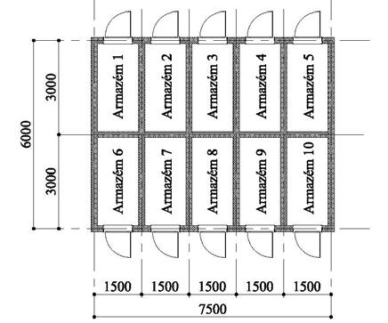 Figura 2-22 Plano Bidimensional dos Armazéns para Instrumentos de Pesca Tabela 2-36 Área do Pavimento para o Armazém para Instrumentos de Pesca Sala/Quarto Área do pavimento Observações Armazém para