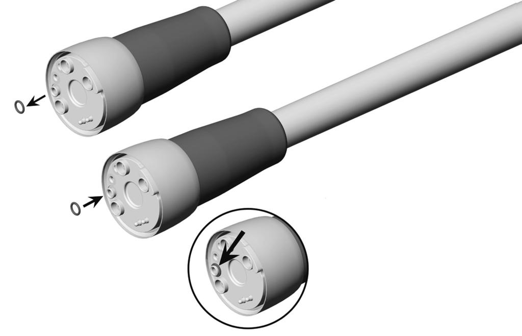 Substituir o O-ring do cabo da peça de mão ATENÇÃO Substitua de imediato os O-rings danificados ou com fugas. Não utilize instrumentos afiados para remover os O-rings.