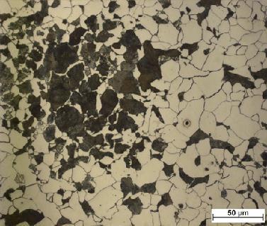 34 Figura 12 Micrografia Ótica com aumento de 500x do aço baixo carbono recozido Fonte: Elaborado pelo autor Observando a Figura 12, é evidente a presença de ferrita e perlita grosseira, após o