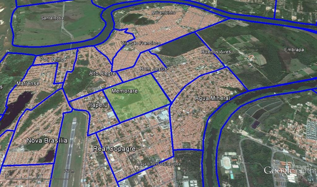 Figura 1: Vista aérea de parte da zona administrativa Centro Norte de Teresina, em