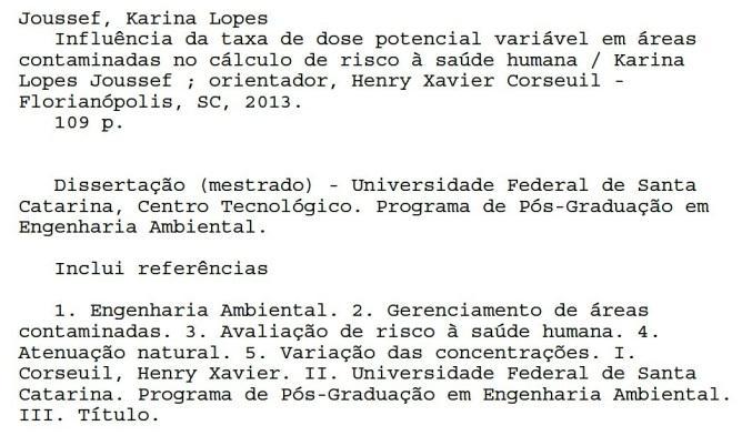 Ficha de identificação da obra elaborada pelo autor, através do