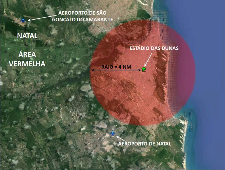 ÁREA PROIBIDA Área denominada VERMELHA, dentro da ÁREA AMARELA, definida como um círculo com centro nas coordenadas 05 49'33.34"S 035 12'45.