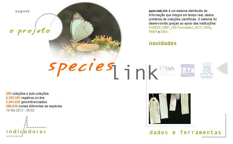 PRODUTO SpeciesLink 296 coleções & sub-coleções > 5.700.