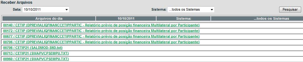 Após conexão, é apresentada tela com a relação dos módulos disponíveis aos usuários.