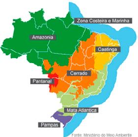 Figura 1: Distribuição geográfica dos biomas brasileiros.