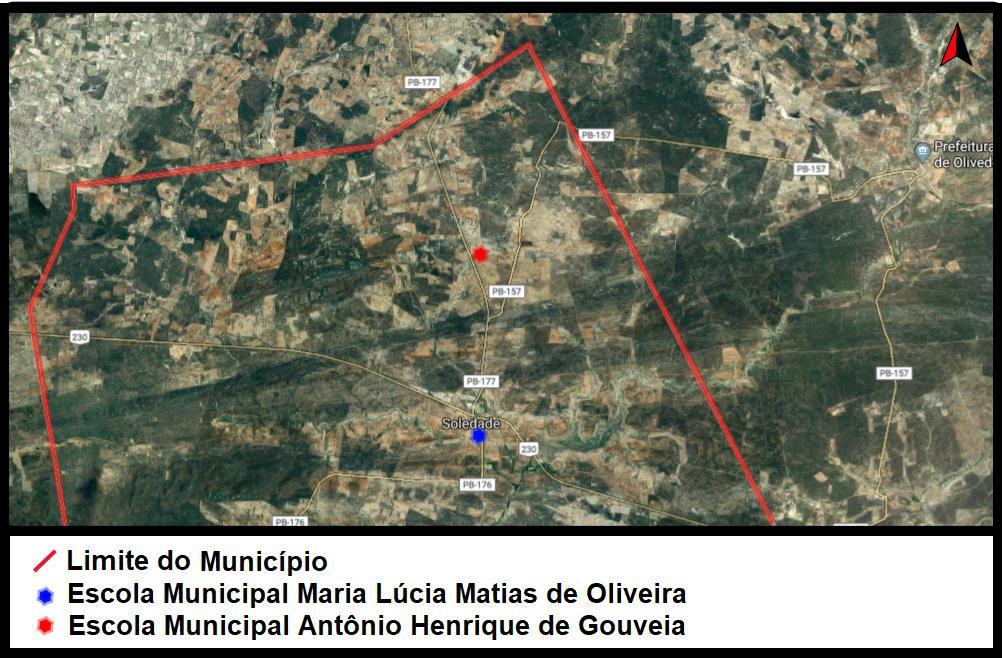 Metodologia A pesquisa foi realizada no município de Soledade, em duas escolas da rede municipal de ensino, localizadas nas zonas urbana e rural da cidade (Figura 2).