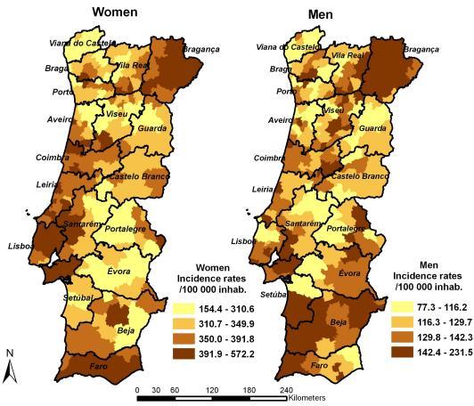 A realidade em Portugal: Distribuição geográfica e por sexo Pina MF, Alves S, Barbosa M, Barros