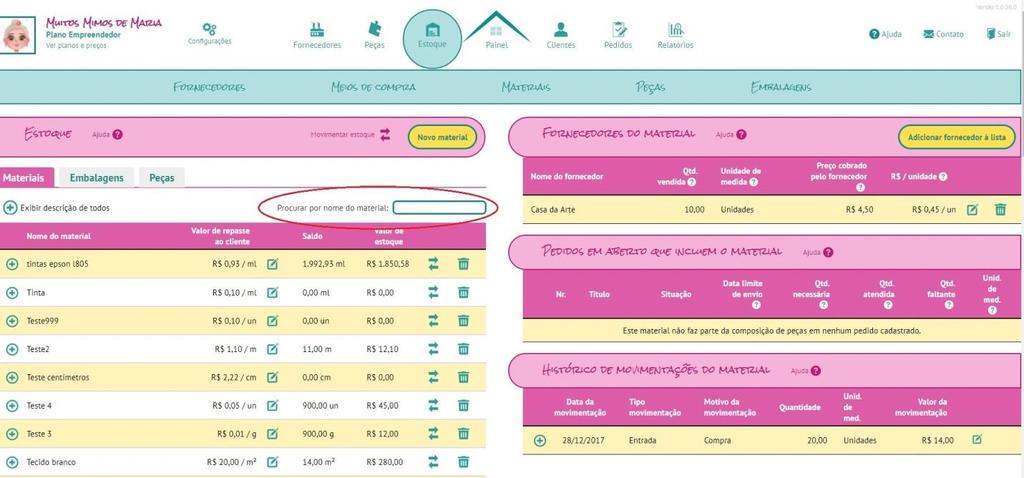 - Novos filtros no Estoque: Agora será possível pesquisar por