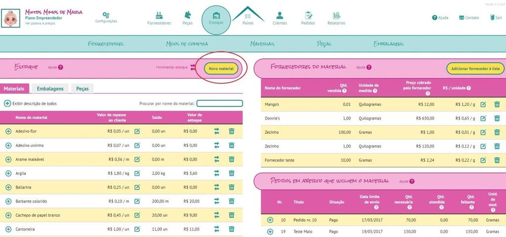 Observações: - Essas instruções valem para os materiais e embalagens. - Você só poderá excluir diretamente na seção Histórico de Movimentações quando a movimentação não for uma compra.