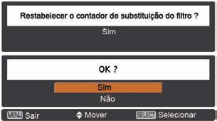 útil do projector. Se aparecer um ícone de aviso do filtro no ecrã, limpe os filtros de imediato. Limpe os filtros seguindo os passos abaixo.