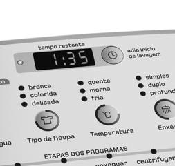 Além disso, o visor também informará o tempo restante da lavagem em todos os outros programas e