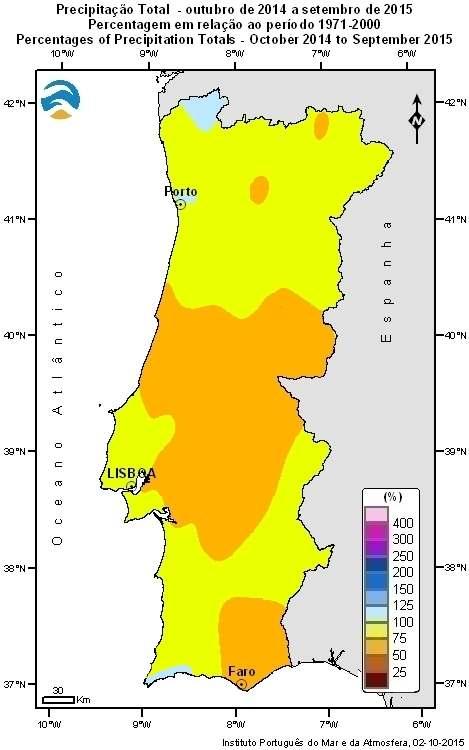 verifica-se que o total acumulado em 2014/15 ainda que inferior ao valor normal (79 %), foi superior ao de 2004/05 (47 %) e ao de 2011/12 (64 %).