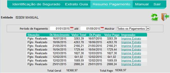 Figura 19 Resumo de pagamento - módulo de Entidades.