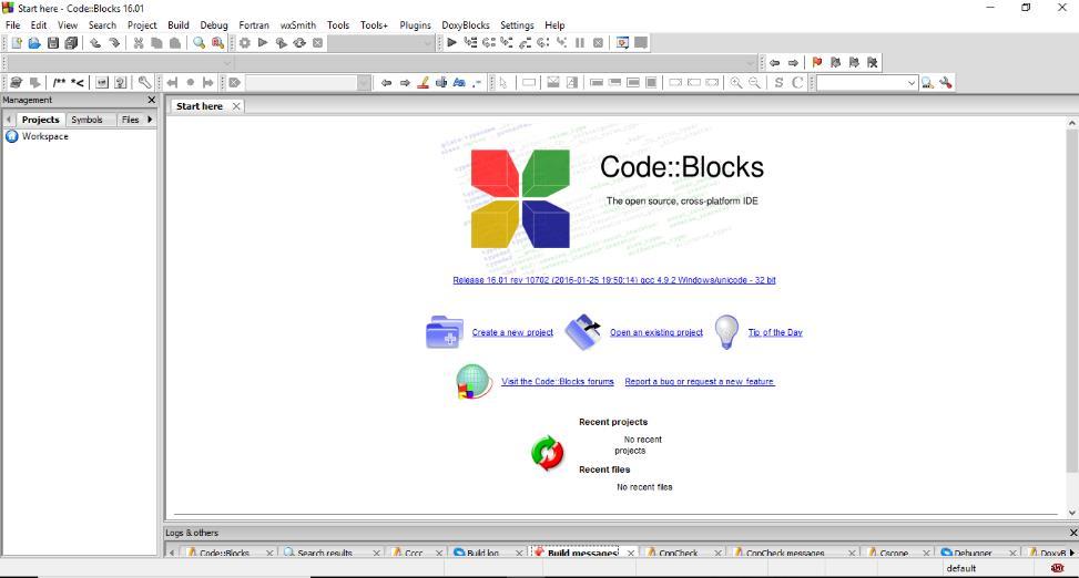 5 TECNOLOGIA ELEMENTAR CAPÍTULO 3 Figura 3.1 Interface inicial do Code Blocks. 3.2.