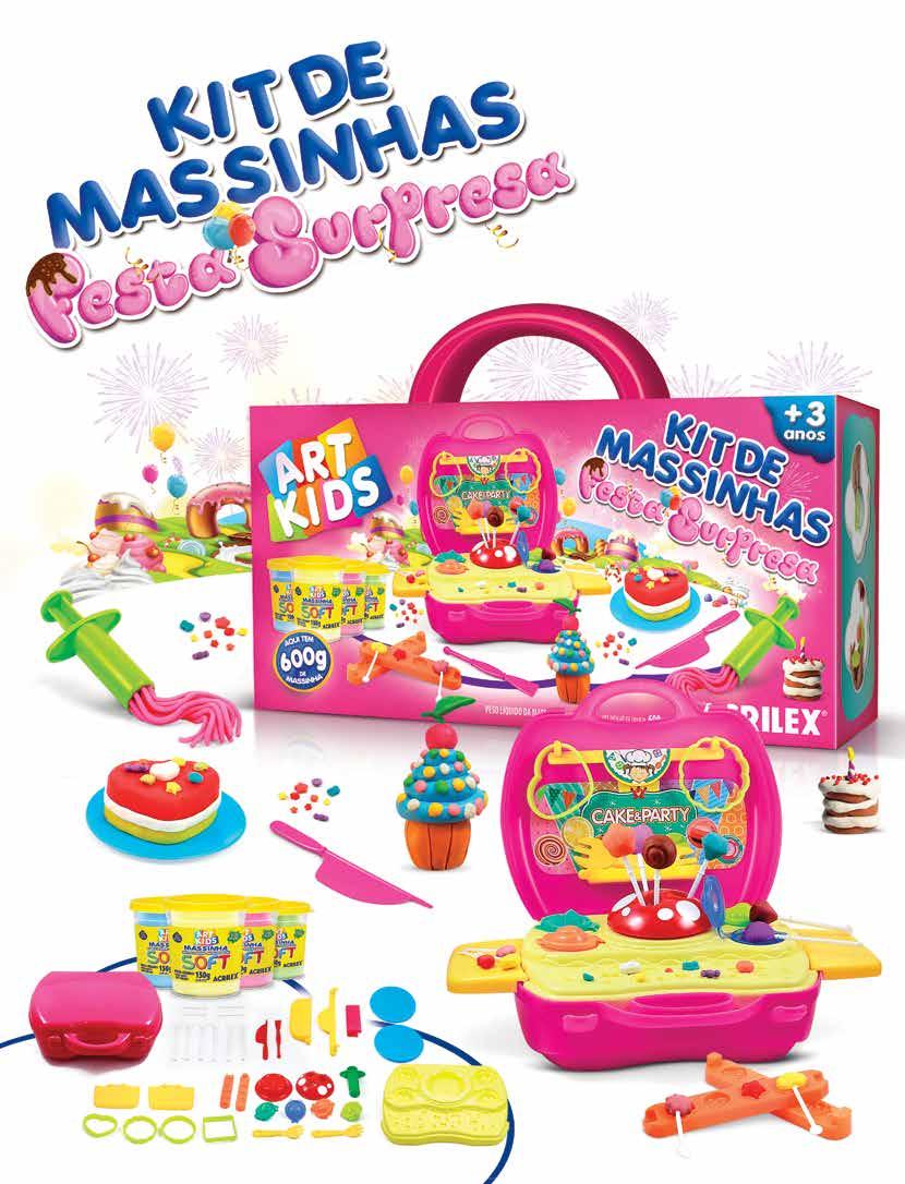 Com o Kit Festa Surpresa, você poderá criar diversos tipos de pirulitos, cupcakes e doces coloridos para surpreender seus amigos.