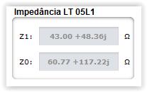 75 Painéis de Impedância das LTs: Informam os valores de impedância de sequência positiva (Z1) e de sequência zero (Z0) da LT.