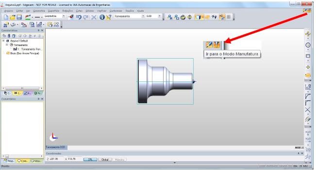 Manufatura Torneamento No módulo desenho deve executado as seguintes etapas: Importar modelo CAD da peça.