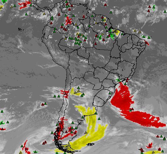 Sistemas convectivos observados na imagem das 21:00 GMT do satélite GOES determinado