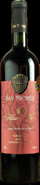 SAN MICHELE MASO ALTO Vinho Tinto Fino Sangiovese, Merlot, Cabernet Sauvignon Itália 13,00% Coloração vermelho-rubi com reflexos violáceos Aroma de frutas como amora, ameixa e cereja, além de