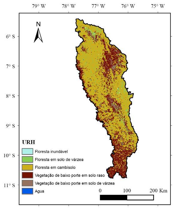Figura 4.11 Mapa de Unidades de resposta Hidrológica da bacia Huallaga. Extraído de (Paiva, 2009); ICA-MMH (2008) A Tabela 4.