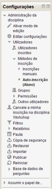 Automática 1º - Definir uma Senha de inscrição (Exemplo: moodle1617).