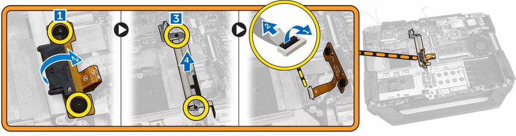 4. Remova o conector da unidade óptica do computador. Como instalar o conector da unidade óptica 1. Coloque a unidade óptica no computador. 2. Conecte o cabo do conector da unidade óptica. 3.