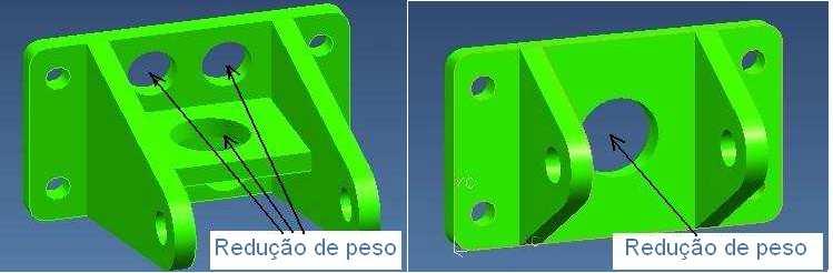 Análise Dimensional 128 Figura 6.01 Redução de peso de componentes em concepção pela remoção de material nas áreas de menor solicitação.