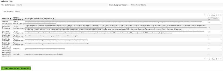 3.1.2.1. Adicionar vagas à candidatura Para adicionar Vagas na área das Candidaturas, poderá fazê-lo de duas formas, a saber: - Após visualizar em detalhe a Vaga, encontrará no final do ecrã o botão