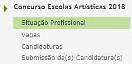 2.3. Módulo Concurso de Escolas Artísticas 2018 2.3.1. Menus da aplicação Após entrada no ecrã inicial, o utilizador deverá selecionar o separador Concurso Escolas Artísticas 2018.