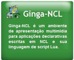 GINGA Primeiro padrão de middleware opensource da camada de software intermediário desenvolvido no Brasil com o intuito de prover funções de interatividade para TV Digital Padrão é divido em