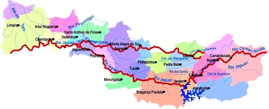 4.3. ÁREA DE TRABALHO Os Projetos de Educação Ambiental serão desenvolvidos nos seguintes municípios: Minas Gerais: Camanducaia, Extrema, Itapeva e Toledo; São Paulo: Amparo, Artur Nogueira, Bragança