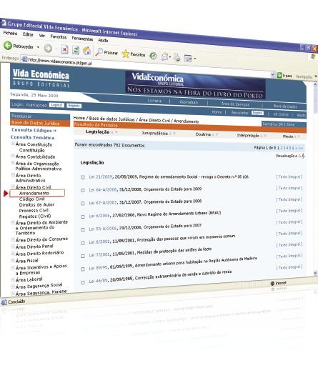 6 ÁREA DE CONSULTA TEMÁTICA MANUAL BD JURÍDICA - BASE DE DADOS ON-LINE 7 ÁREA DE CONSULTA TEMÁTICA A consulta temática permite ao utilizador percorrer rapidamente o caminho de acesso a um determinado