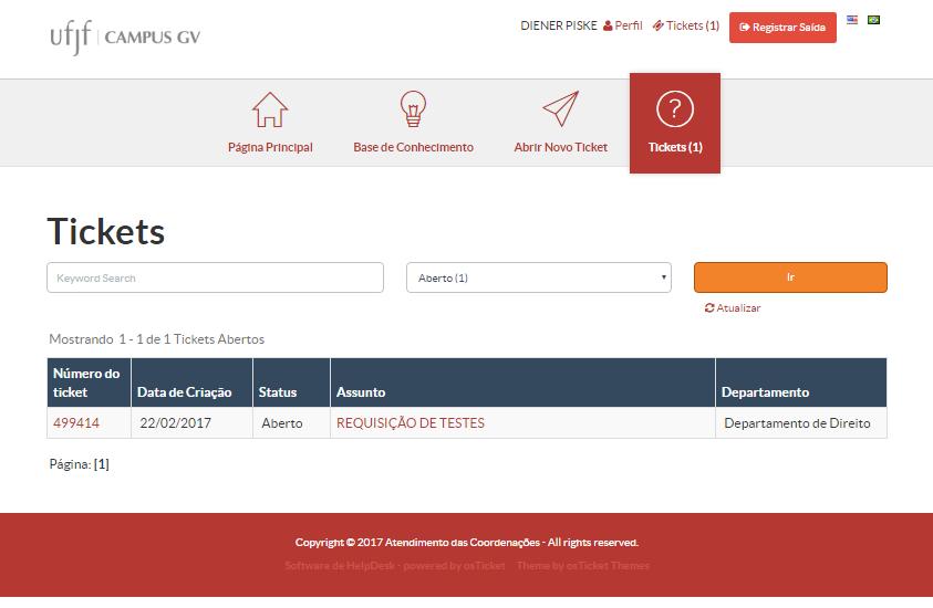 6. VERIFICANDO SUAS SOLICITAÇÕES Nessa área o aluno irá encontrar todas as solicitações já realizadas para sua coordenação, tanto as em atendimento quanto as já concluídas.