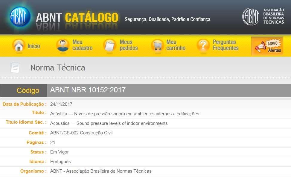 Balanço & Destaques Publicada em 24/11/17 Norma ABNT NBR 10152:2017 Acústica Níveis de pressão