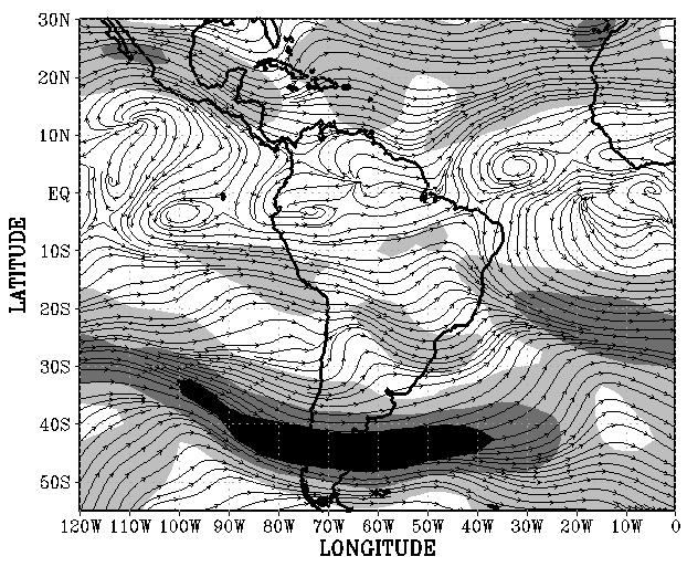 A intensidade do vento está representada por: cinza escuro para 60 m/s V (30 m/s V) em 200 hpa (500 hpa), cinza médio para 40 m/s V < 60 m/s (20 m/s V < 30