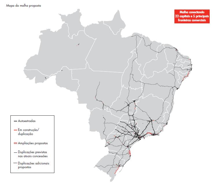 81 Figura 51 - Situação possível da malha de autoestradas Brasileiras Fonte: Infraestrutura rodoviária no Brasil: para onde vamos?