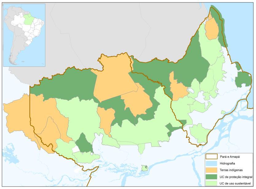 000.000 5.000.000 3.397.206 7.013.582 0 até 89 década de 90 2000/2007 Figura 5. Áreas Protegidas criadas na região da Calha Norte do Pará e Amapá até o ano de 2007.