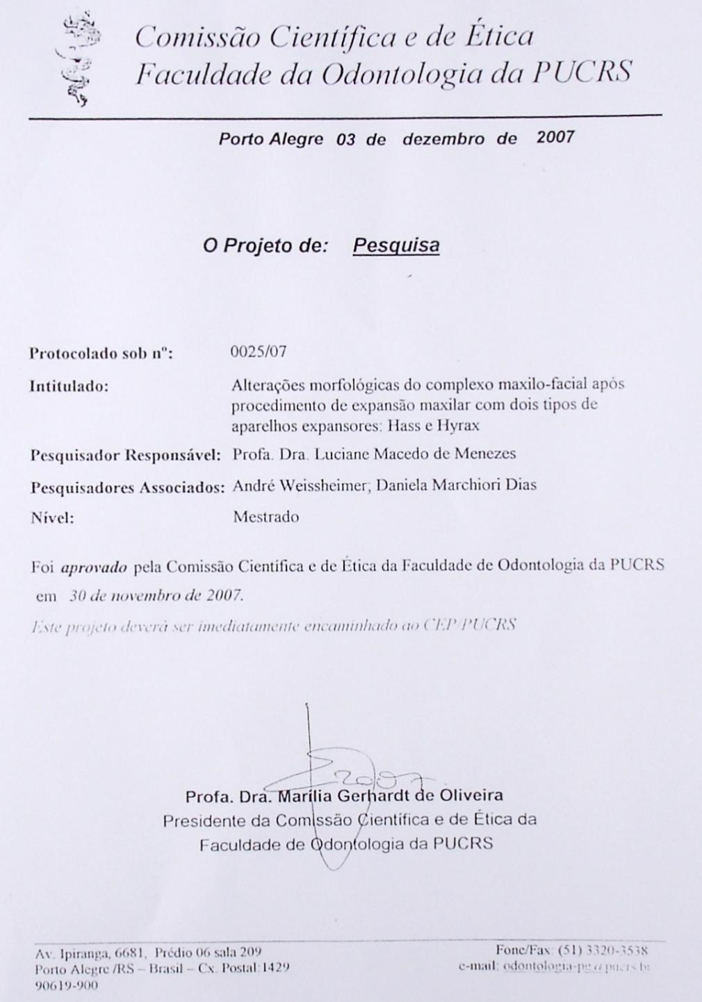 50 ANEXO A PROTOCOLO DE APROVAÇÃO DO PROJETO DE DISSERTAÇÃO PELA