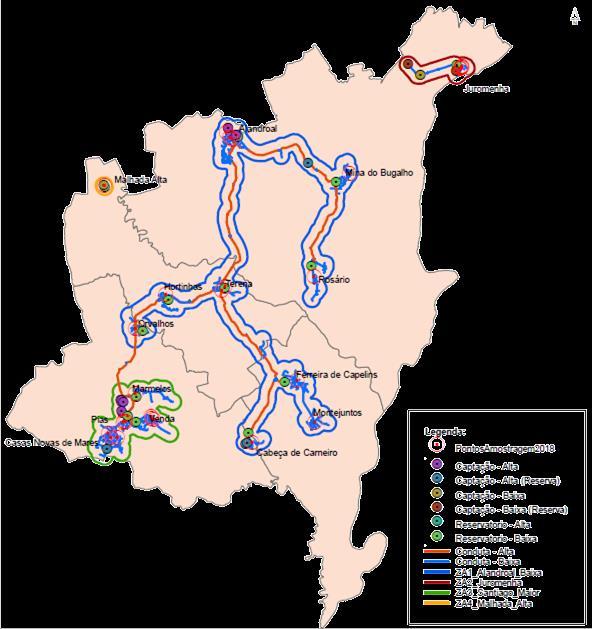 Caracterização do Sistema do Alandroal 2 Sistema em alta - AdVT 2 reservatórios (500 m 3 ) 50 Km condutas 8 captações subterrâneas em exploração 1 ETA 13 Pontos Entrega Sistema em baixa Município