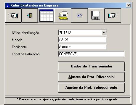 Seqüência para testes de relé 7UT no software MICROPROC 1. Ao abrir o software Microproc clique em Formulários / Relés existentes na empresa.