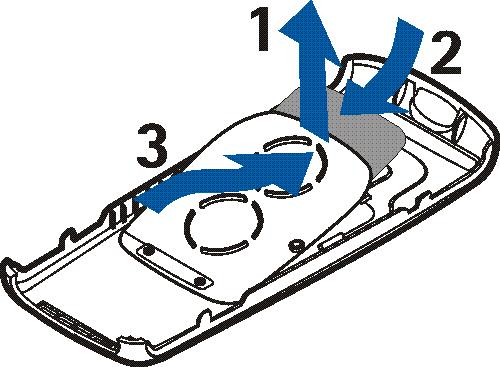 1. Levante o suporte de borracha para fotografias existente no interior da tampa posterior (1). 2.