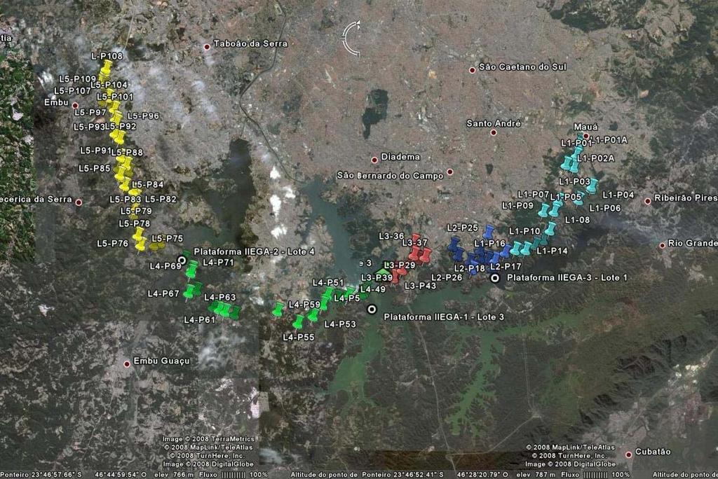 Monitoramento dos corpos de água ao longo do Traçado 95 Pontos