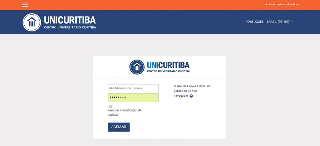 Na aba Portal do Professor, clique no link Unicuritiba Virtual.