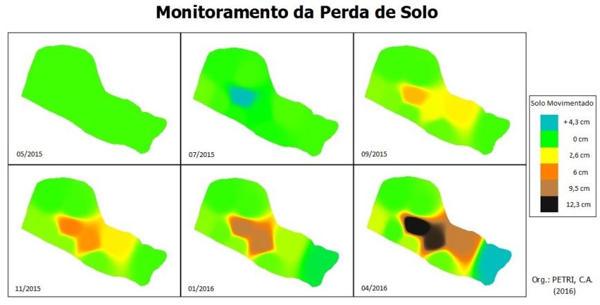 Durante a análise de solo, seis diferentes pontos de coleta foram adotados, levando em consideração sua coloração e nível de impacto dos processos erosivos (Figura 2b).