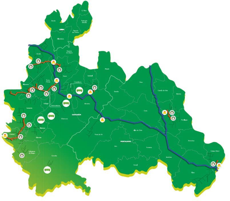 2.2. PONTOS DE ABASTECIMENTO DA REDE A área de concessão da Tagusgás é abastecida por 8 GRMS e 5 UAG. Na infraestrutura de distribuição existem ainda 17 PRM.