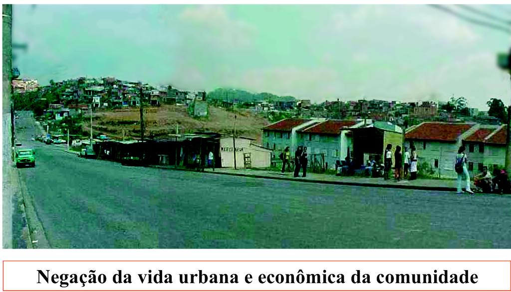 Ação em Favela no Contexto da Política Habitacional do Estado de São Paulo Expulsão do comércio e serviços locais pelo partido dos projetos de reassentamento padrão Negação da vida urbana e econômica