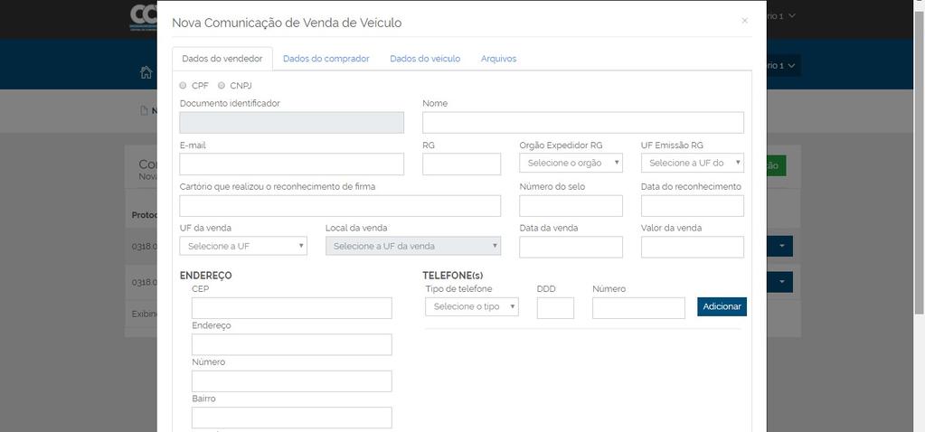 Ao final do preenchimento, o usuário deverá clicar no botão Salvar comunicação. Ao realizar essa ação, a comunicação será cadastrada e aparecerá no histórico.