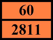 Disposições especiais de transporte - Carregamento, descarregamento e manutenção (ADR) Disposições especiais de transporte - Exploração (ADR) Número de perigo : 60 Painéis cor de laranja : : CV13,