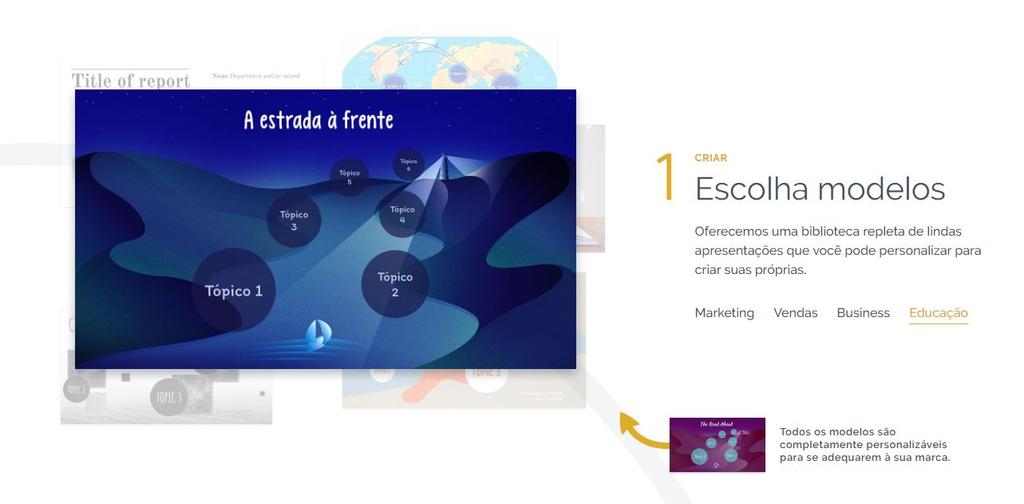 15 Curso de Prezi - Apresentações Dinâmicas Figura 10 - Exemplo de uma criação no Prezi. A Ferramenta Prezi ( https://prezi.